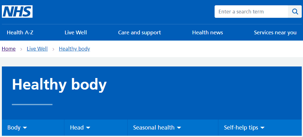 NHS Student Health website
